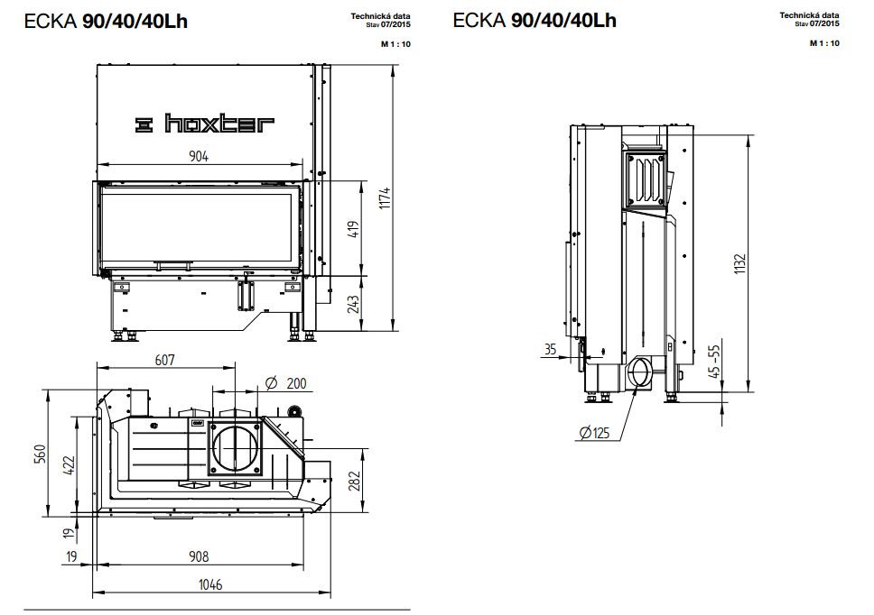 Каминная топка Hoxter Ecka 90/40/40Lh