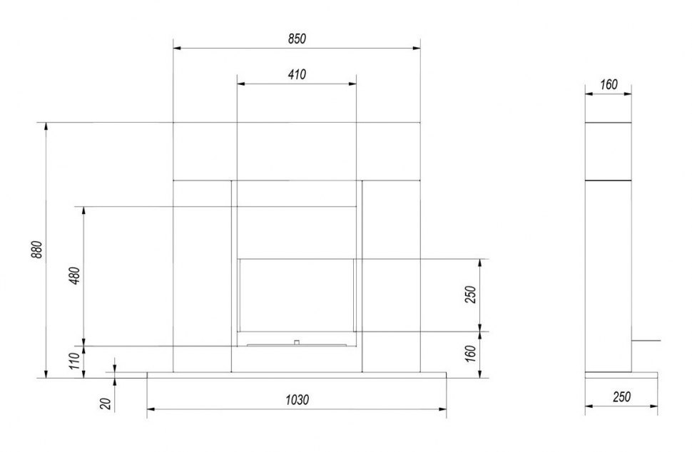 Биокамин Kratki WHISKEY 2 белый, TUV