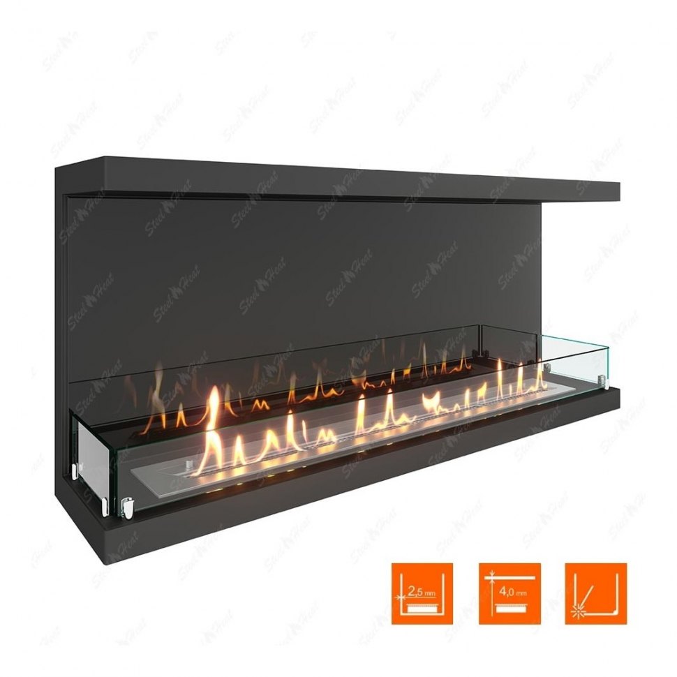 Биокамин фронтальный SteelHeat Leader 1100 (Стекло + Стемалит)