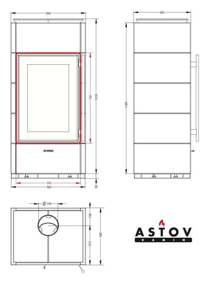 Печь-камин Астов Киви ПК 5070 5МК Пироксенит Антик