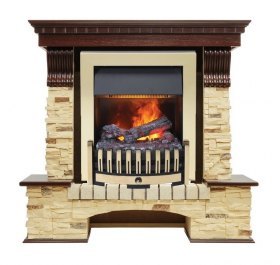 Каминокомплект Pierre Luxe - Темный дуб / Сланец (Высота 1050мм) с очагом Danville Brass FB2