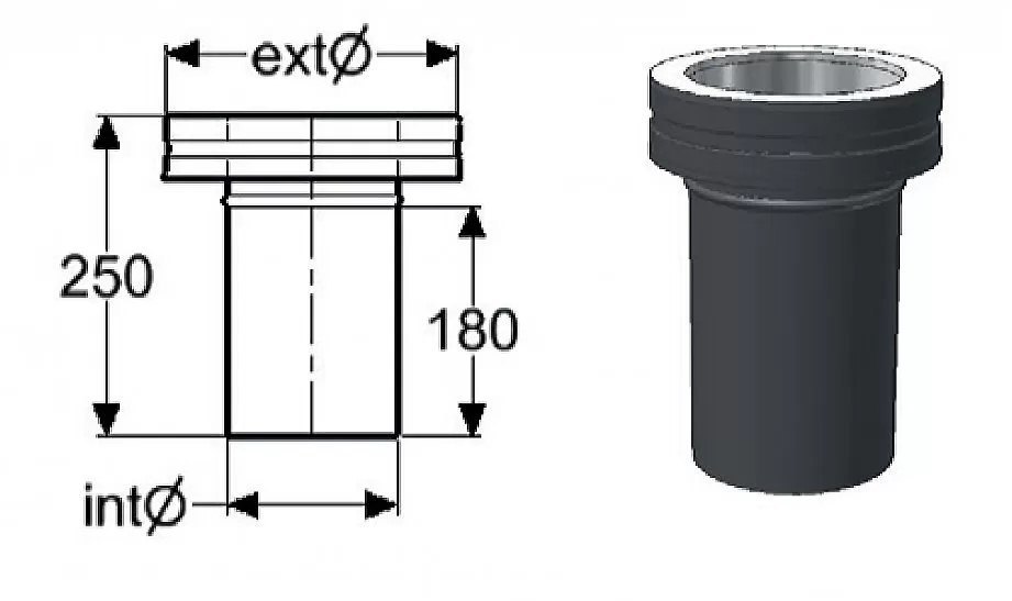 Декоративный переходник Permeter Эстет 50 черный, D 150/250 мм