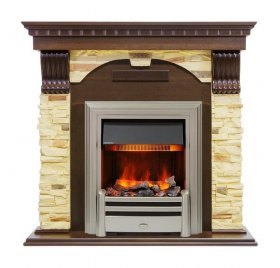 Каминокомплект Dublin угловой - Темный дуб / Сланец с очагом Chesford