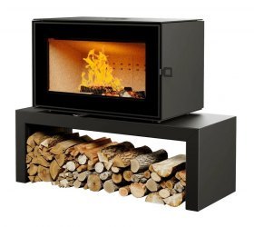 Печь-камин Астов Куб 800 на подиуме