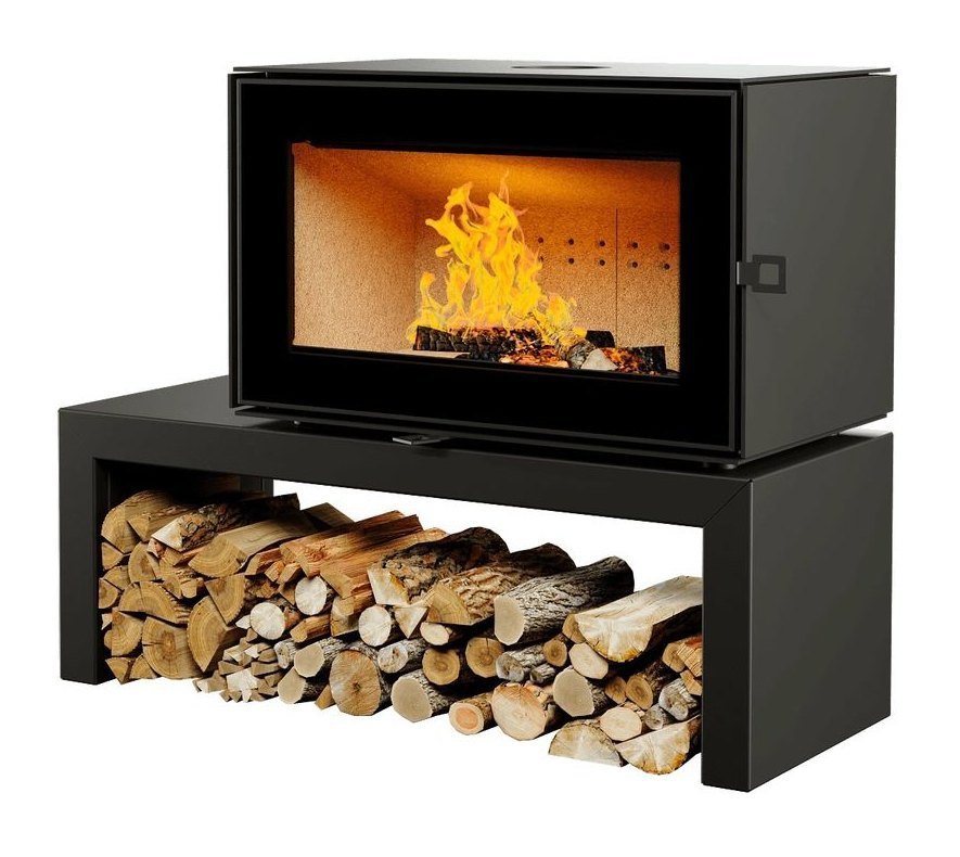 Печь-камин Астов Куб 800 на подиуме