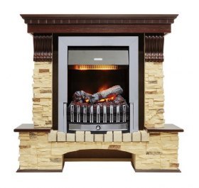 Каминокомплект Pierre Luxe - Темный дуб / Сланец (Высота 1050мм) с очагом Danville Chrome FB2