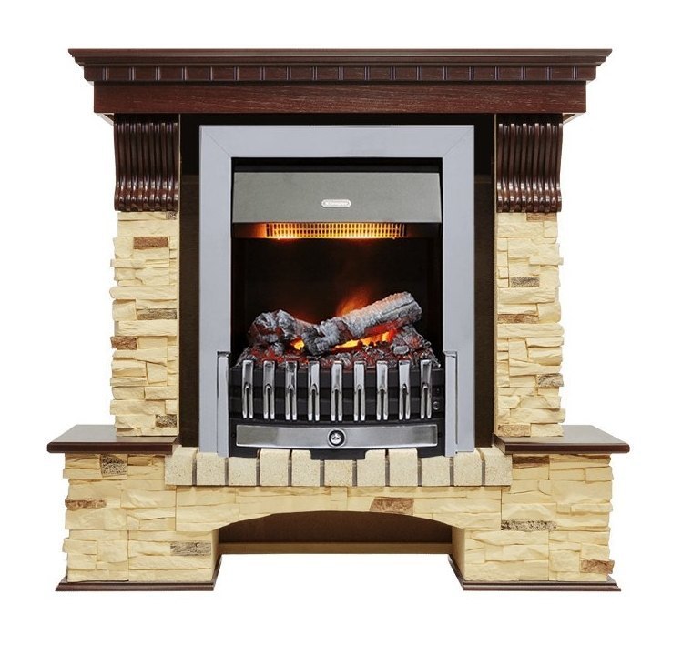 Каминокомплект Pierre Luxe - Темный дуб / Сланец (Высота 1050мм) с очагом Danville Chrome FB2