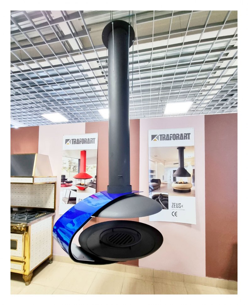 Камин FANCY CENTRAL VINYL, без стекла, с удлинённой трубой на 0,35 м (Traforart)