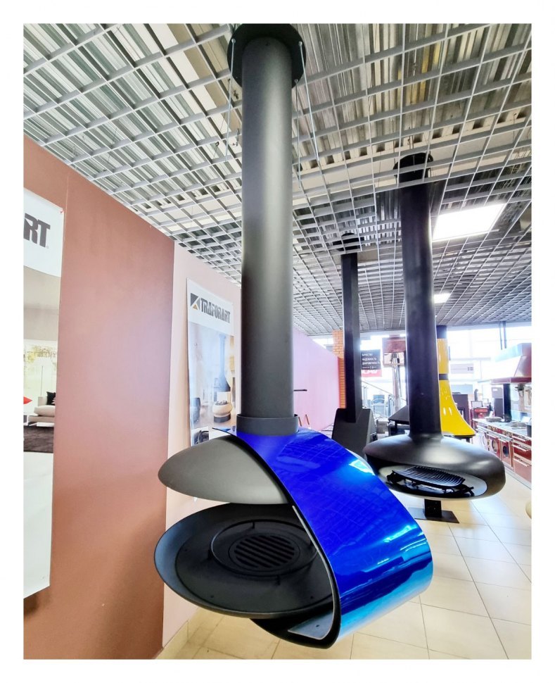 Камин FANCY CENTRAL VINYL, без стекла, с удлинённой трубой на 0,35 м (Traforart)