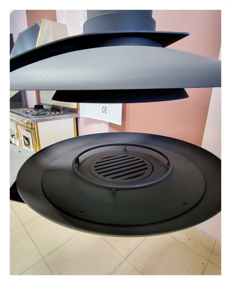 Камин FANCY CENTRAL VINYL, без стекла, с удлинённой трубой на 0,35 м (Traforart)