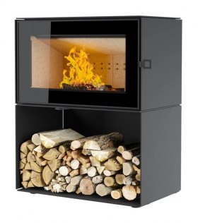 Печь-камин Астов Куб 800 на дровнике