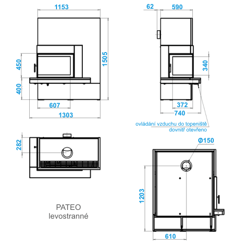 Камин ABX Pateo угловой левый