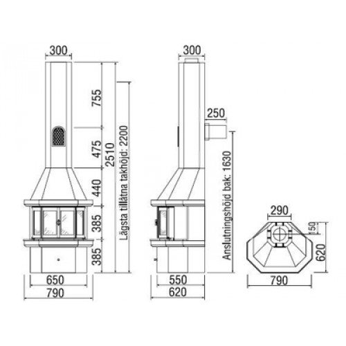 Печь-камин Keddy Carat TOP, прист./угл., раздвиж. дверцы