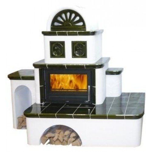 Кафельная печь-камин ABX Oxford (вставка стальная) с теплообменником 7 кВт