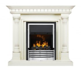 Каминокомплект Dallas - Слоновая кость с патиной с очагом Flagstaff