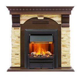 Каминокомплект Dublin - Темный дуб / Сланец с очагом Brookline Black