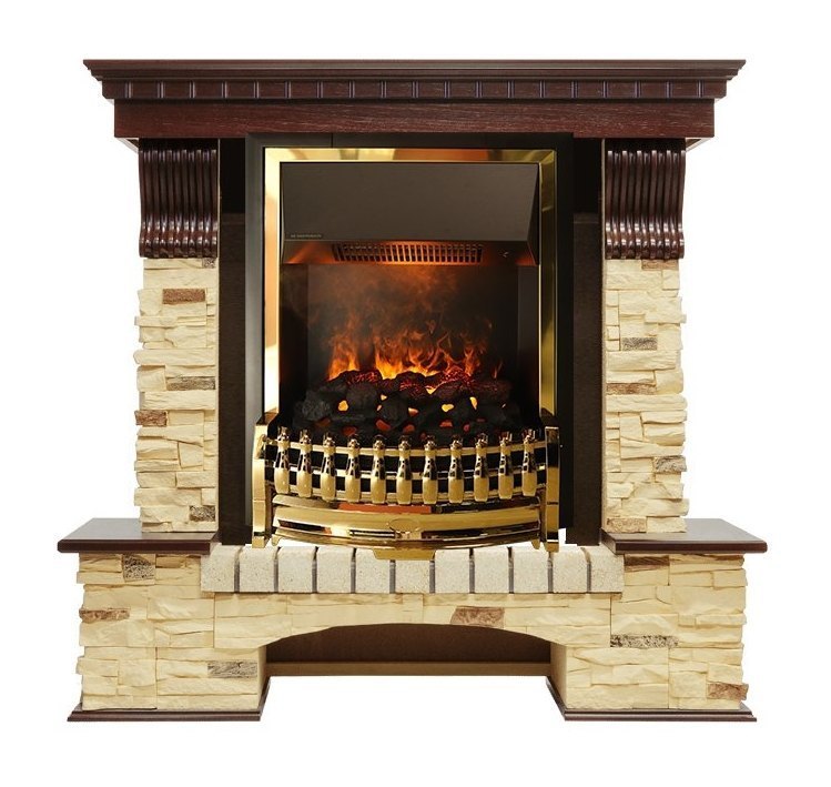 Каминокомплект Pierre Luxe - Темный дуб / Сланец (Высота 1050мм) с очагом Atherton