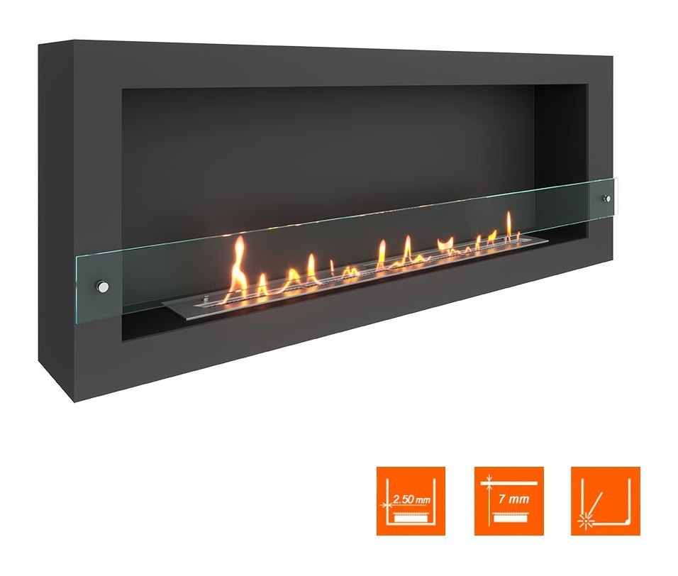 Биокамин SteelHeat WALL ONE 1400 черный (Стекло)