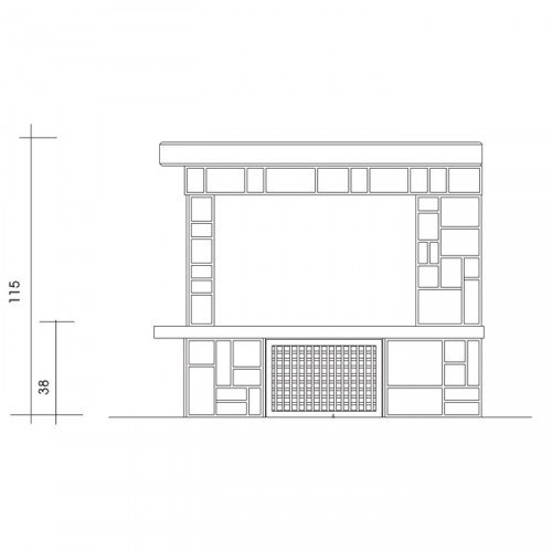 Каминная облицовка EdilKamin Tema due dx, с банкеткой 90х40