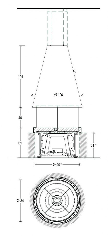 Камин Piazzetta M360 T (конический купол)