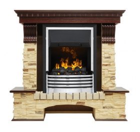 Каминокомплект Pierre Luxe - Темный дуб / Сланец (Высота 1050мм) с очагом Flagstaff