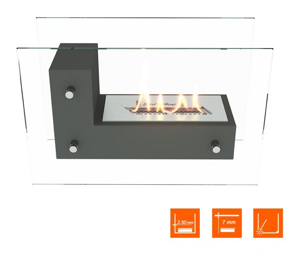 Биокамин напольный SteelHeat TETRISE 500 серый