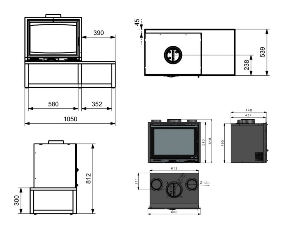 Чугунная печь камин Godin Тобиас 411108 / Tobias 411108