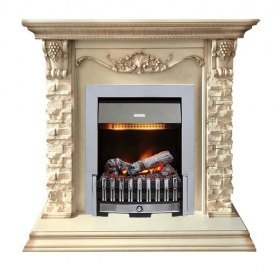 Каминокомплект Adriana - Cлоновая кость с очагом Danville Chrome FB2