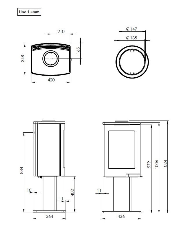 Печь-камин Nordpeis Uno 1
