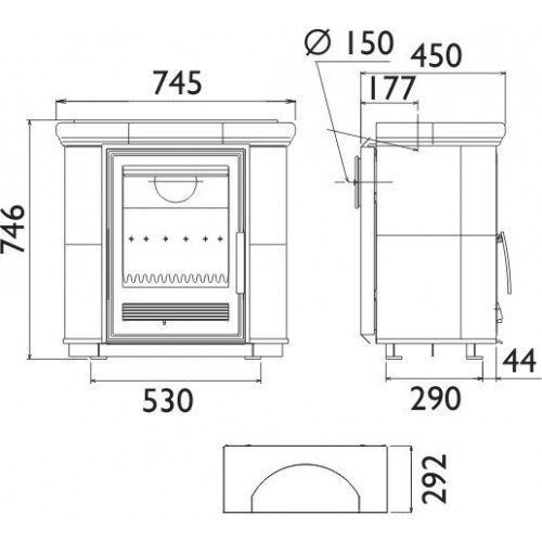 Кафельная печь-камин ABX Bavaria K (прямой цоколь) с т/о 6,9 кВт