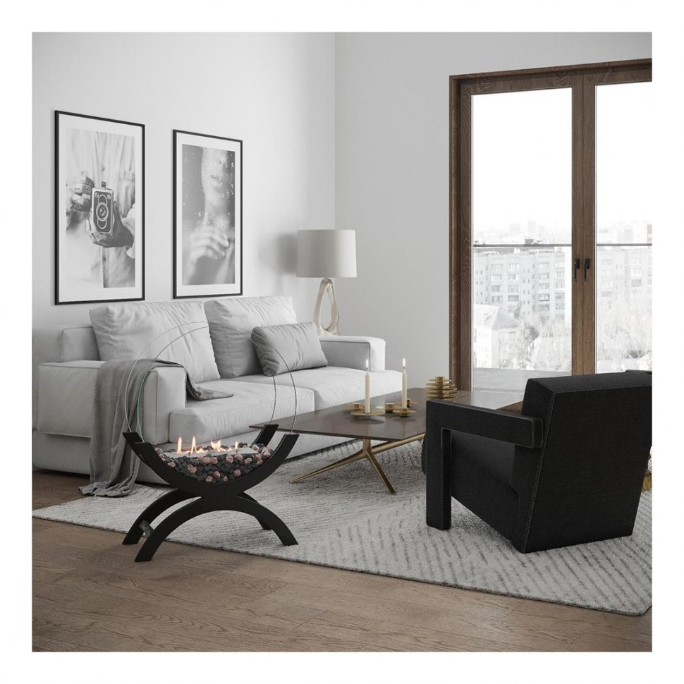 Биокамин напольный SteelHeat WOOD 600 черный