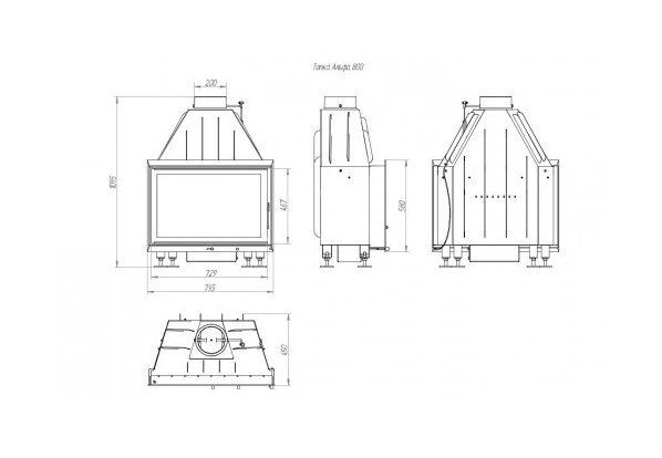 Каминная топка ЭкоКамин Альфа 800 B