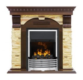 Каминокомплект Dublin угловой - Темный дуб / Сланец с очагом Flagstaff