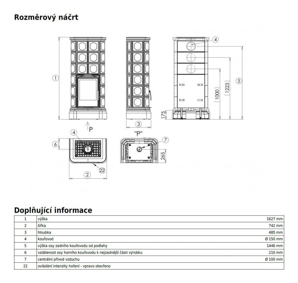 Кафельная печь-камин ABX Kaledonie KPI (вставка Комбо)