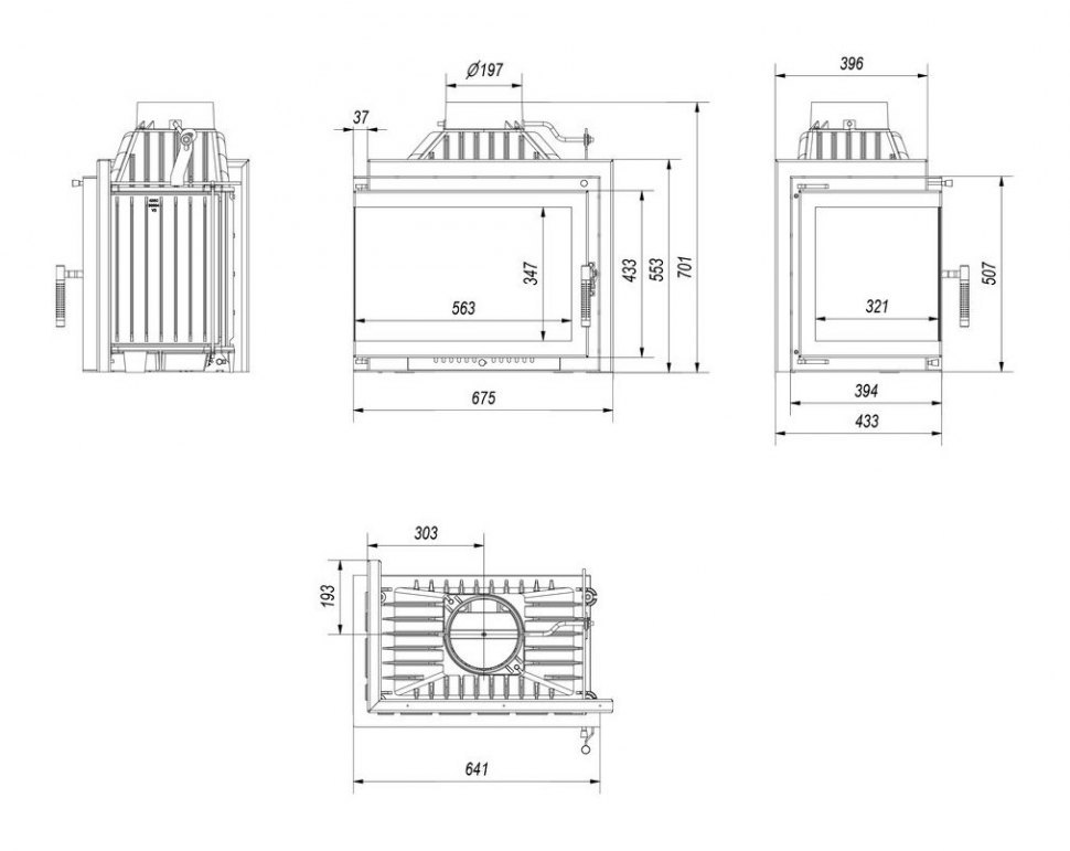 Каминная топка Kratki Simple M/S L/BS