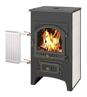 Печь-камин Везувий ПК-01 (205) с плитой и т/о (бежевый)