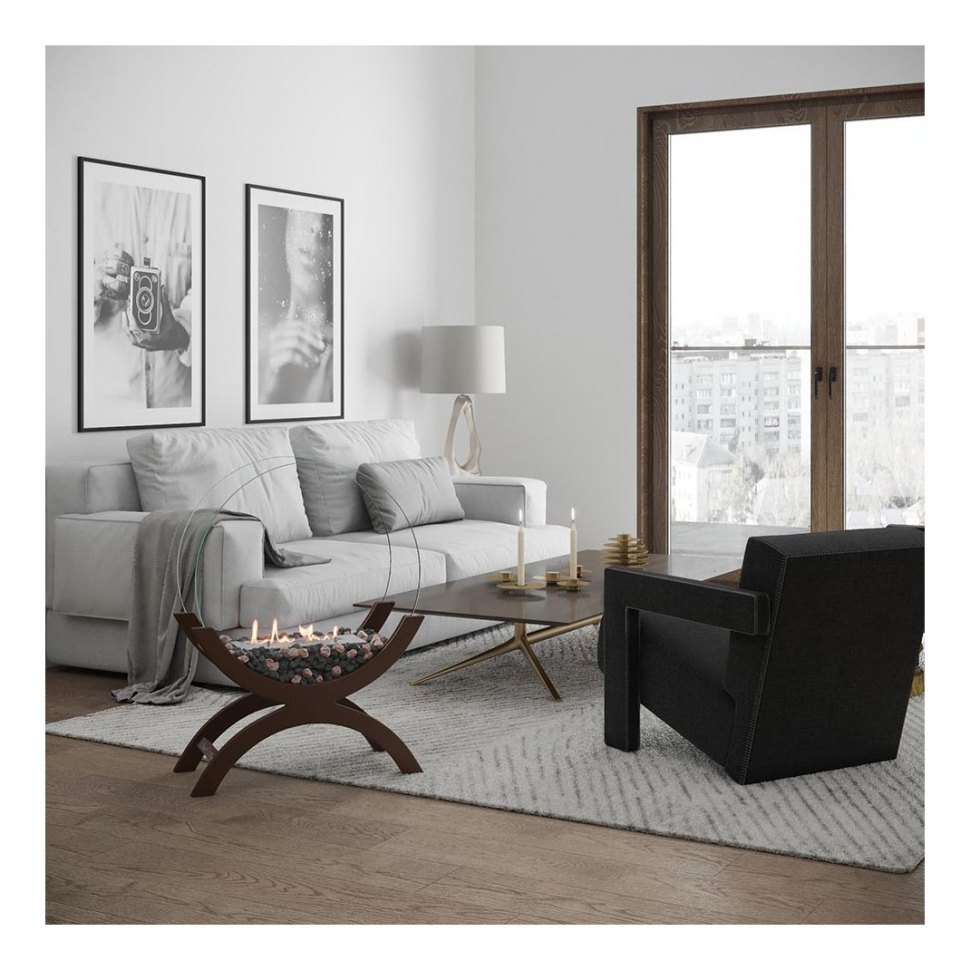 Биокамин напольный SteelHeat WOOD 600 коричневый