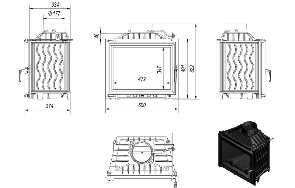 Каминная топка Kratki Antek 180