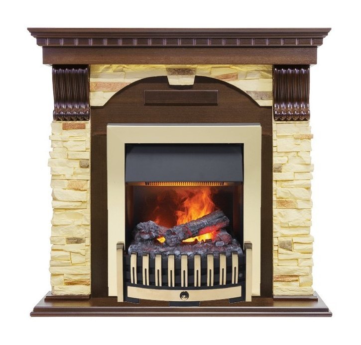 Каминокомплект Dublin - Темный дуб / Сланец с очагом Danville Brass FB2