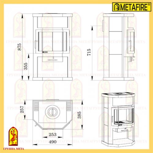 Печь-камин Мета Metafire Ока с плитой