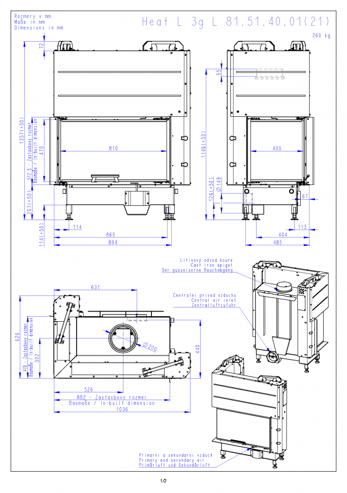 Каминная топка Romotop Heat Silent R/L 3G L 81.51.40.24