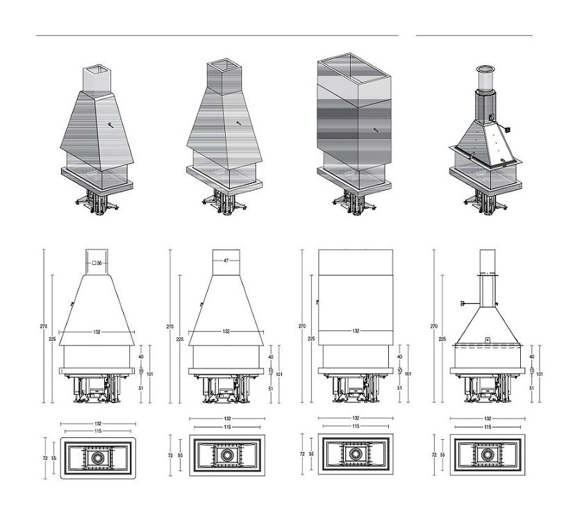 Камин Piazzetta M360 R (прямоугольный купол)
