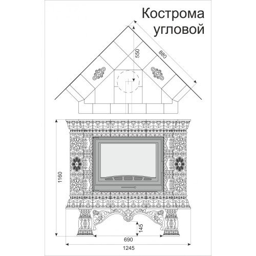 Каминная облицовка КимрПечь Кострома угловая Июль