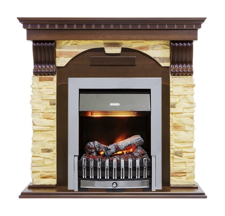 Каминокомплект Dublin - Темный дуб / Сланец с очагом Danville Chrome FB2