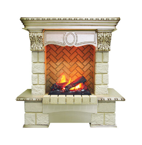 Портал Pierre Luxe под очаг Cassette 400 слоновая кость с патиной