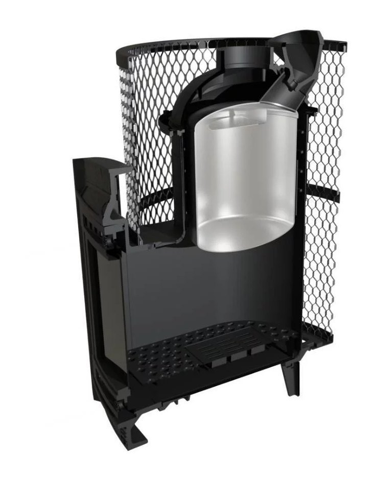 Банная печь Атмосфера L с сеткой для камней из нержавеющей стали