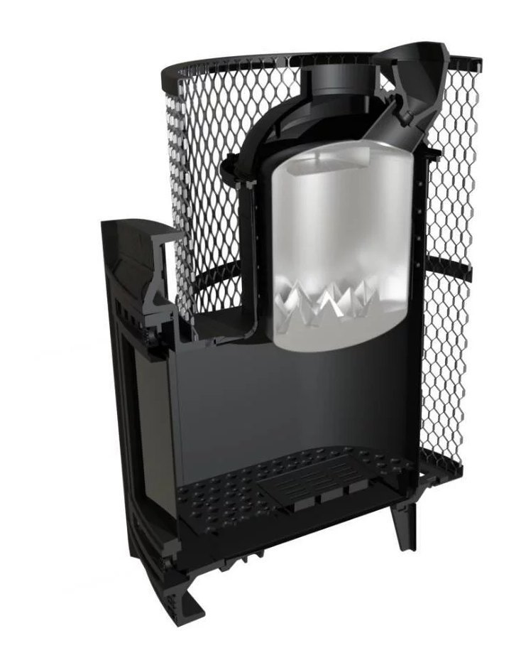 Банная печь Атмосфера L с сеткой для камней из нержавеющей стали