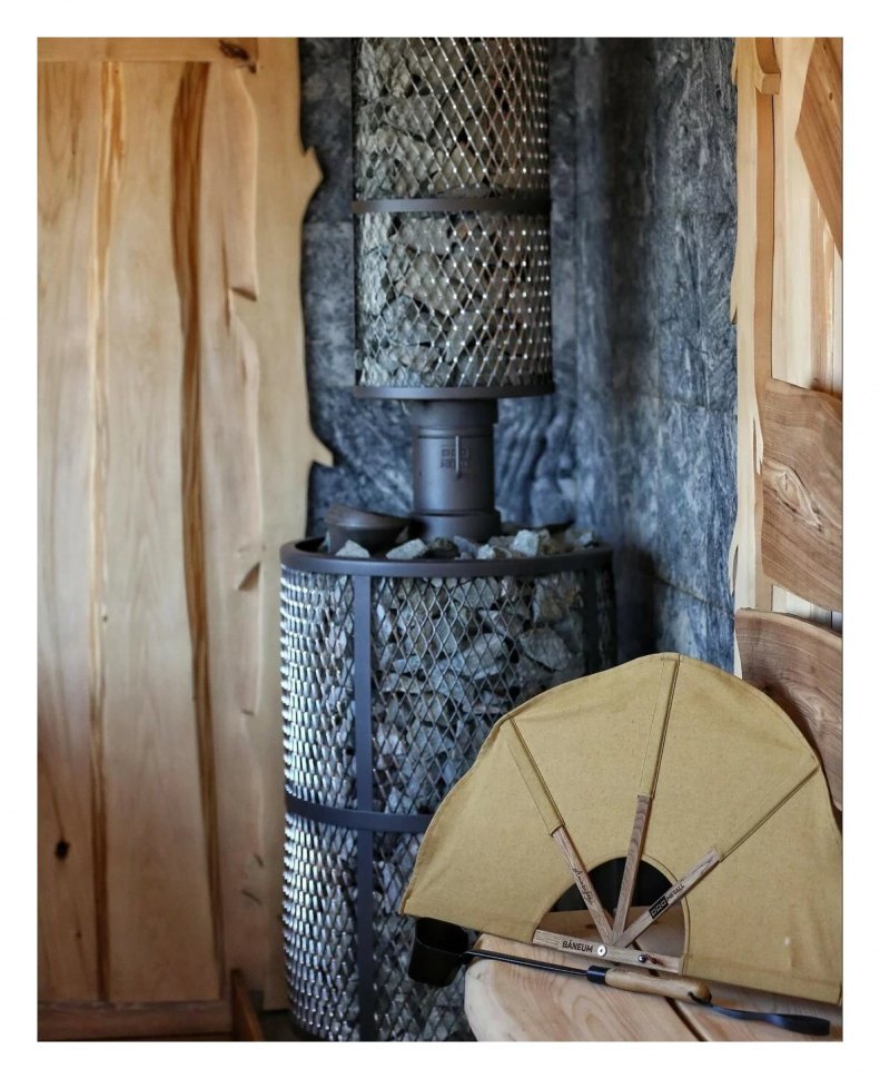 Банная печь Атмосфера L с сеткой для камней из нержавеющей стали