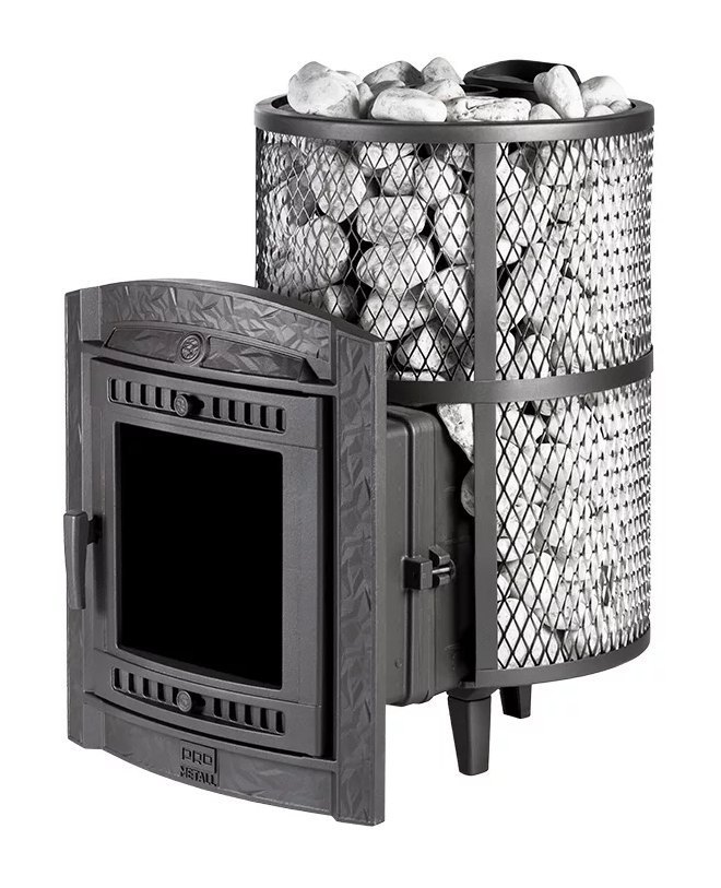 Банная печь Атмосфера L с сеткой для камней из нержавеющей стали