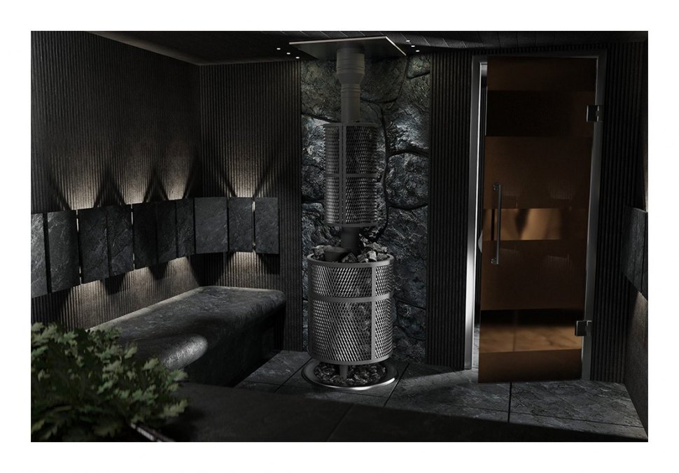 Банная печь Атмосфера L с сеткой для камней из нержавеющей стали